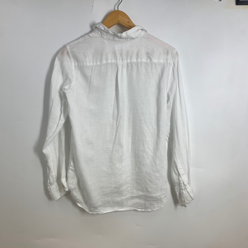 Uniqlo Premium Linen Shirt Womens XS White Long Sleeve Button Down Blouse - Picture 2 of 14